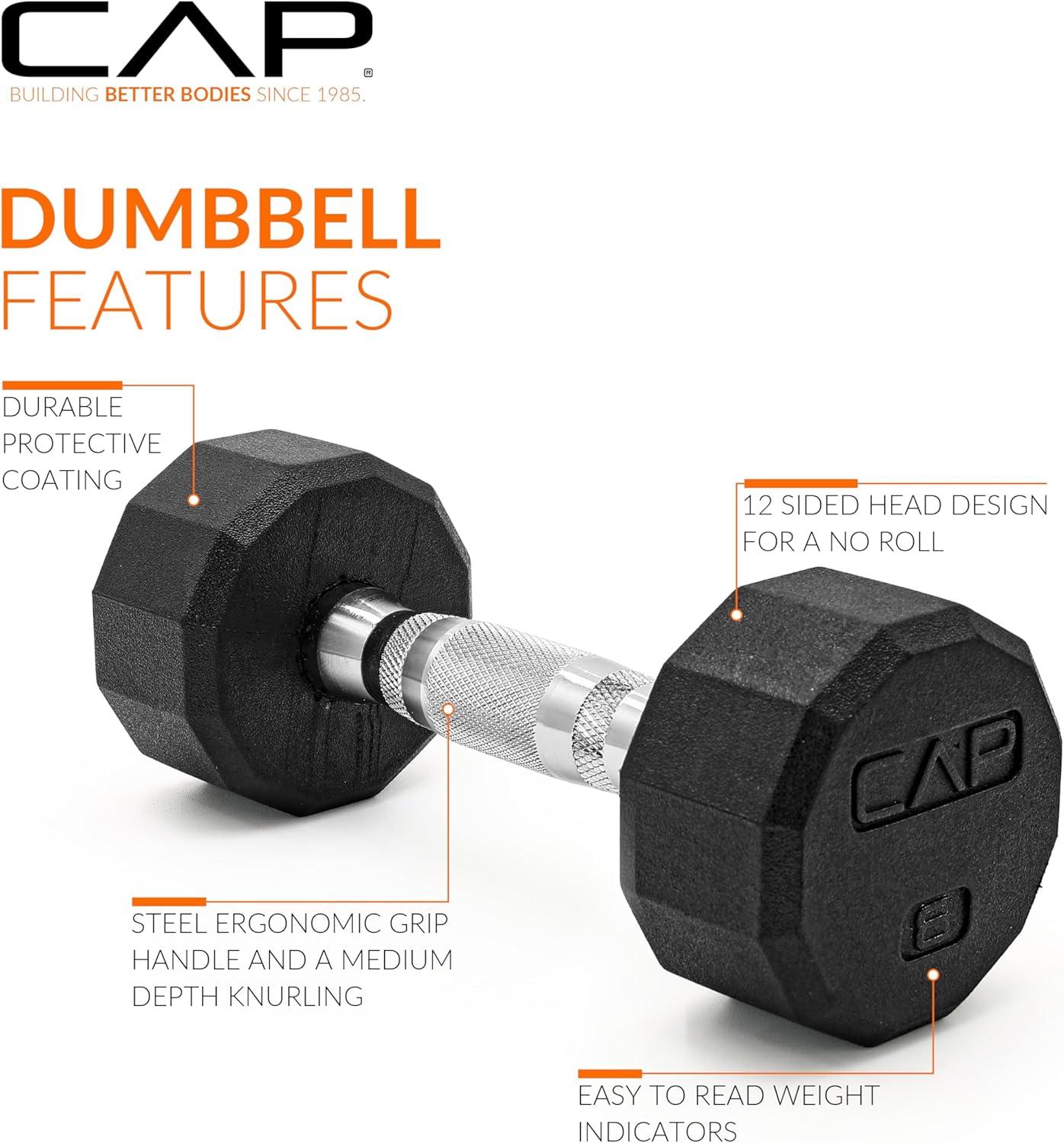 imageCAP Barbell Coated Hex Dumbbell Weight  Multiple Options12Sided  Chrome Handle