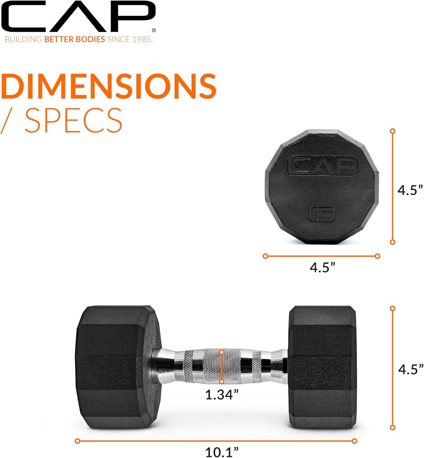 imageCAP Barbell Coated Hex Dumbbell Weight  Multiple Options12Sided  Chrome Handle