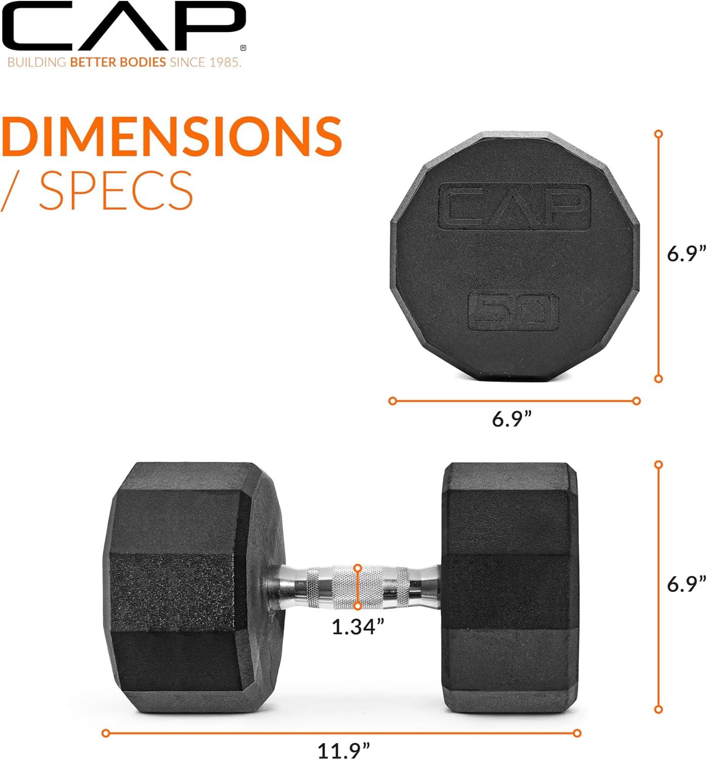 imageCAP Barbell Coated Hex Dumbbell Weight  Multiple Options12Sided  Chrome Handle
