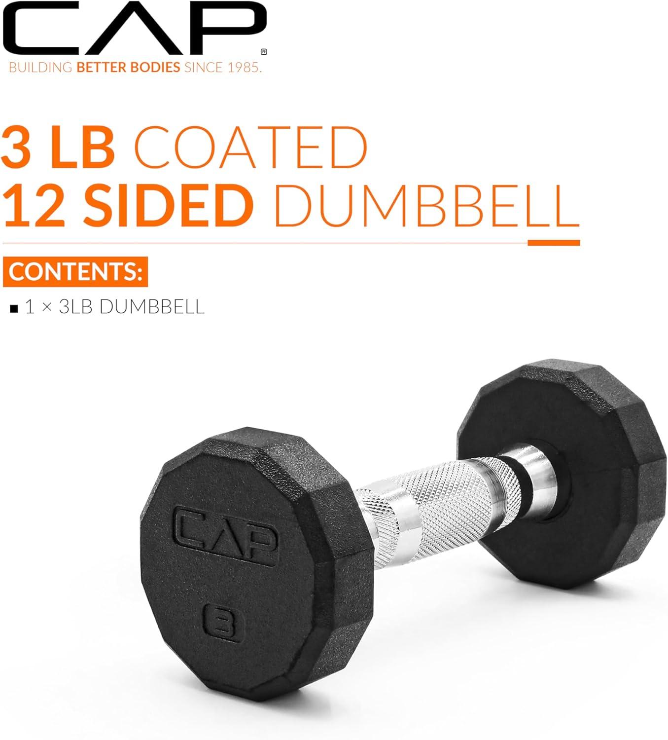 imageCAP Barbell Coated Hex Dumbbell Weight  Multiple Options12Sided  Chrome Handle