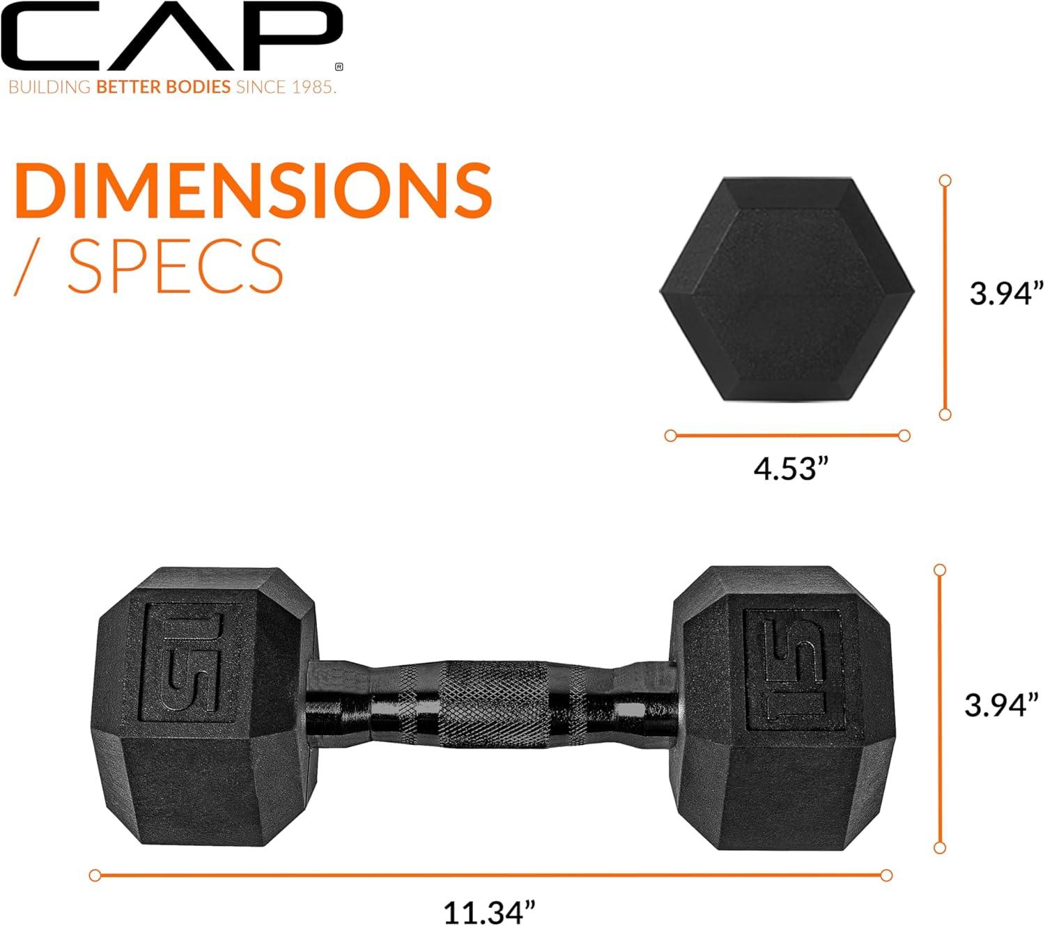 imageCAP Barbell Coated Hex Dumbbell Weight  Multiple OptionsBlack Handle