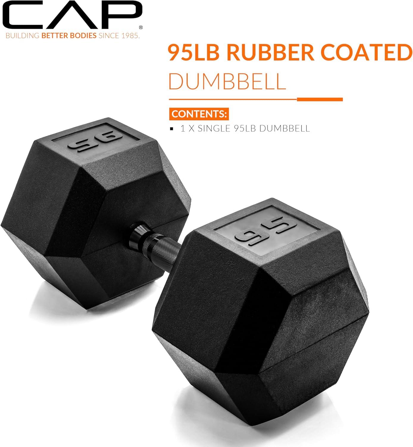 imageCAP Barbell Coated Hex Dumbbell Weight  Multiple OptionsBlack Handle