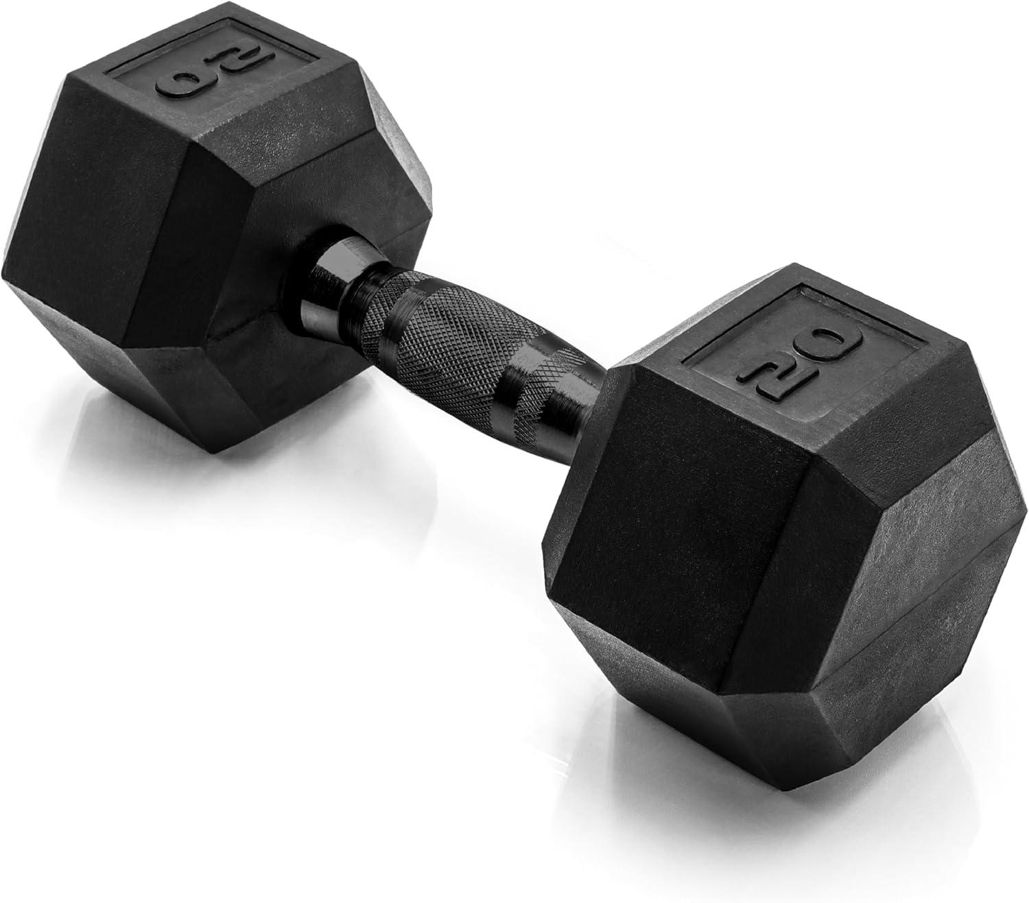 imageCAP Barbell Coated Hex Dumbbell Weight  Multiple OptionsBlack Handle