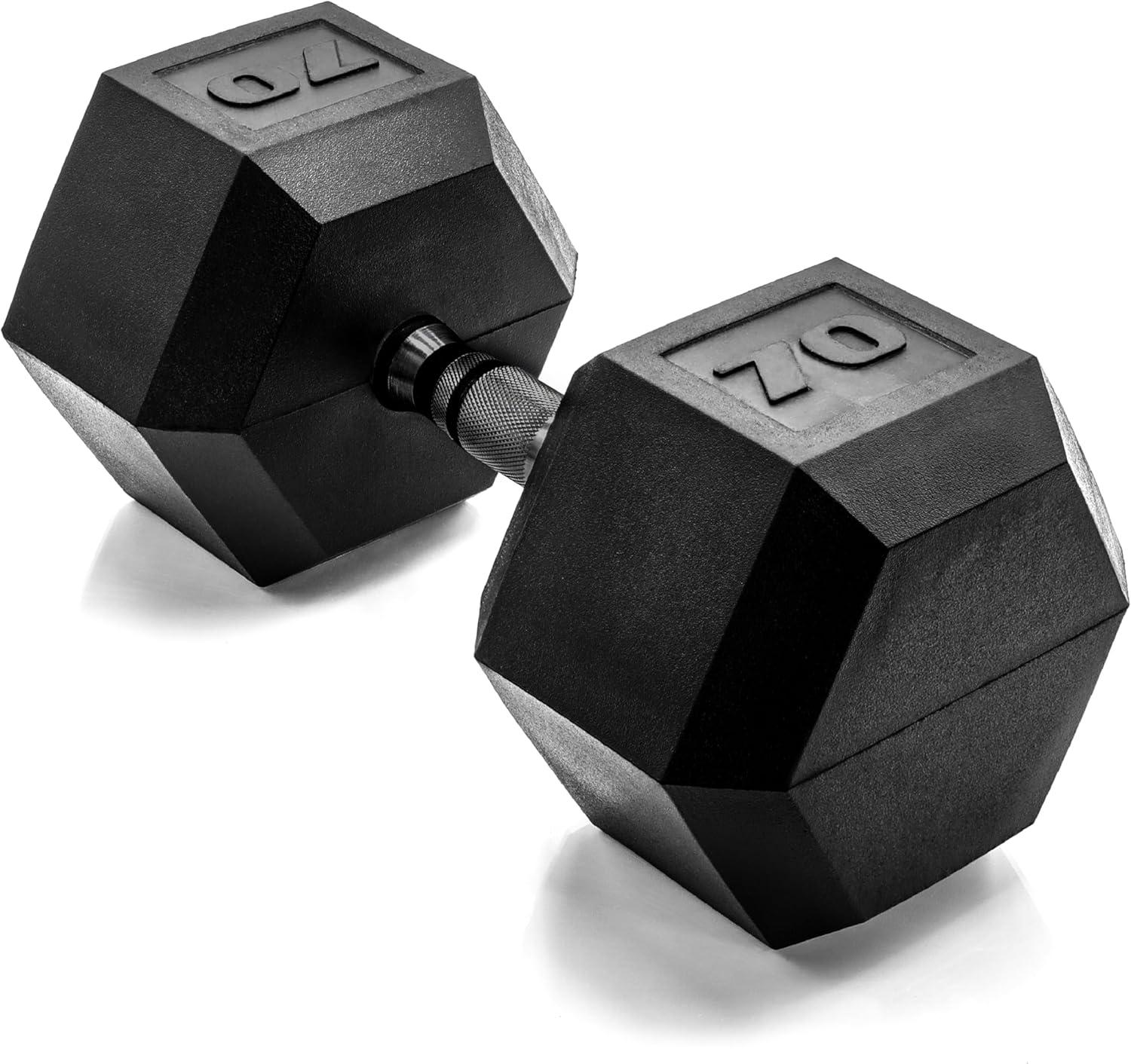 imageCAP Barbell Coated Hex Dumbbell Weight  Multiple OptionsBlack Handle