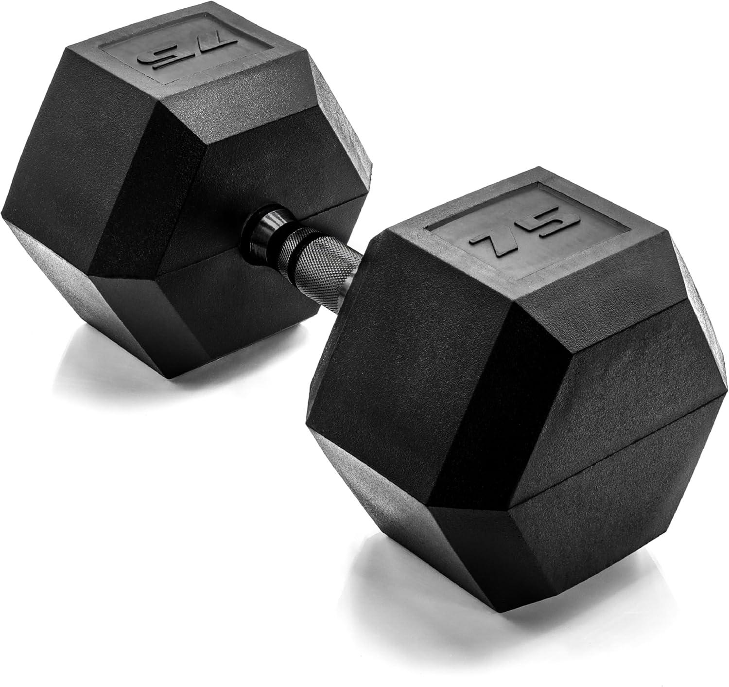 imageCAP Barbell Coated Hex Dumbbell Weight  Multiple OptionsBlack Handle