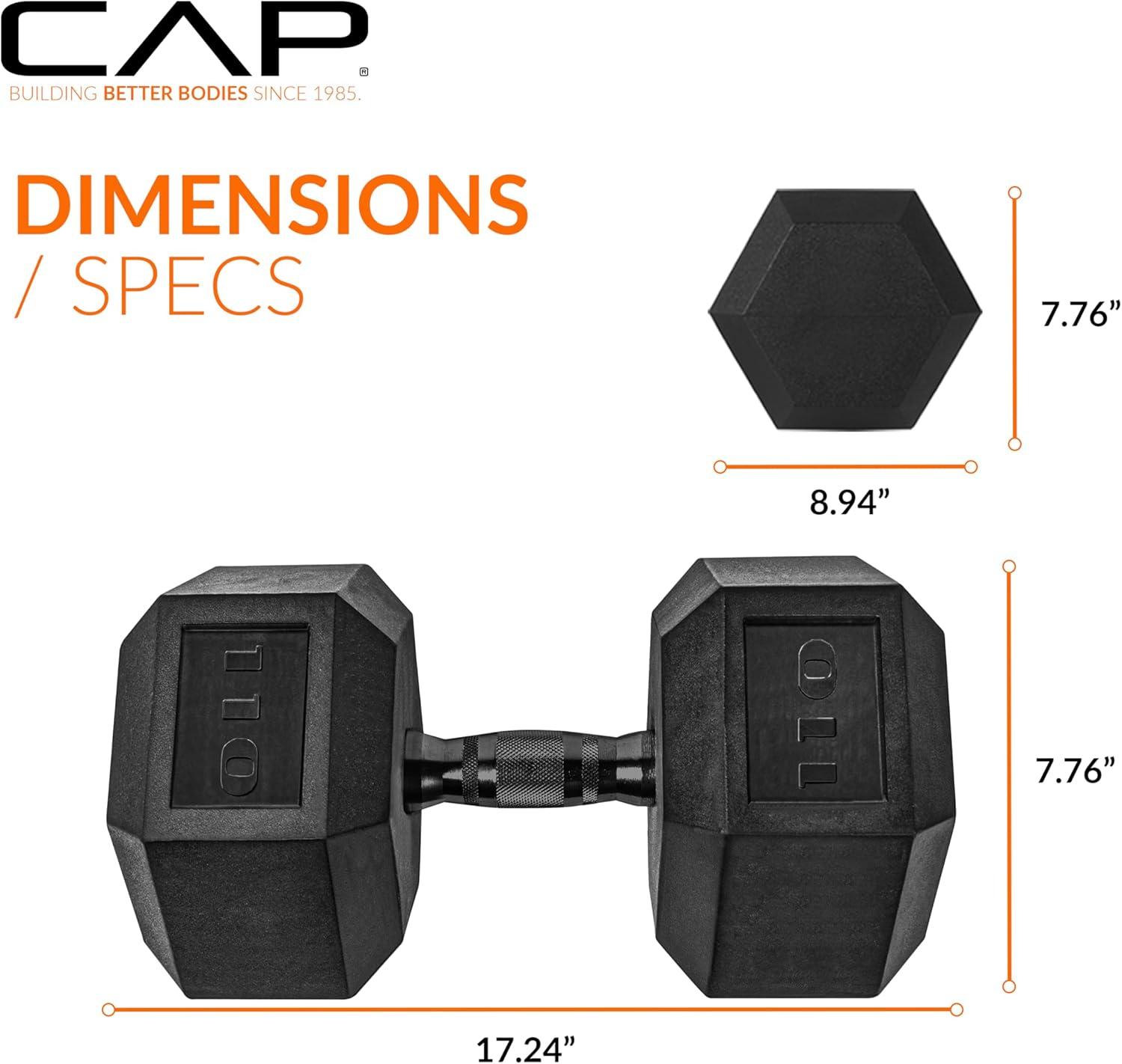 imageCAP Barbell Coated Hex Dumbbell Weight  Multiple OptionsBlack Handle