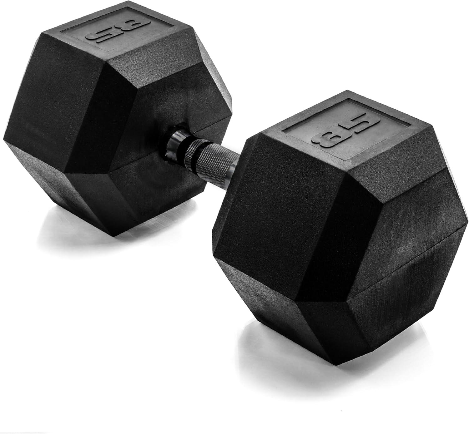 imageCAP Barbell Coated Hex Dumbbell Weight  Multiple OptionsBlack Handle