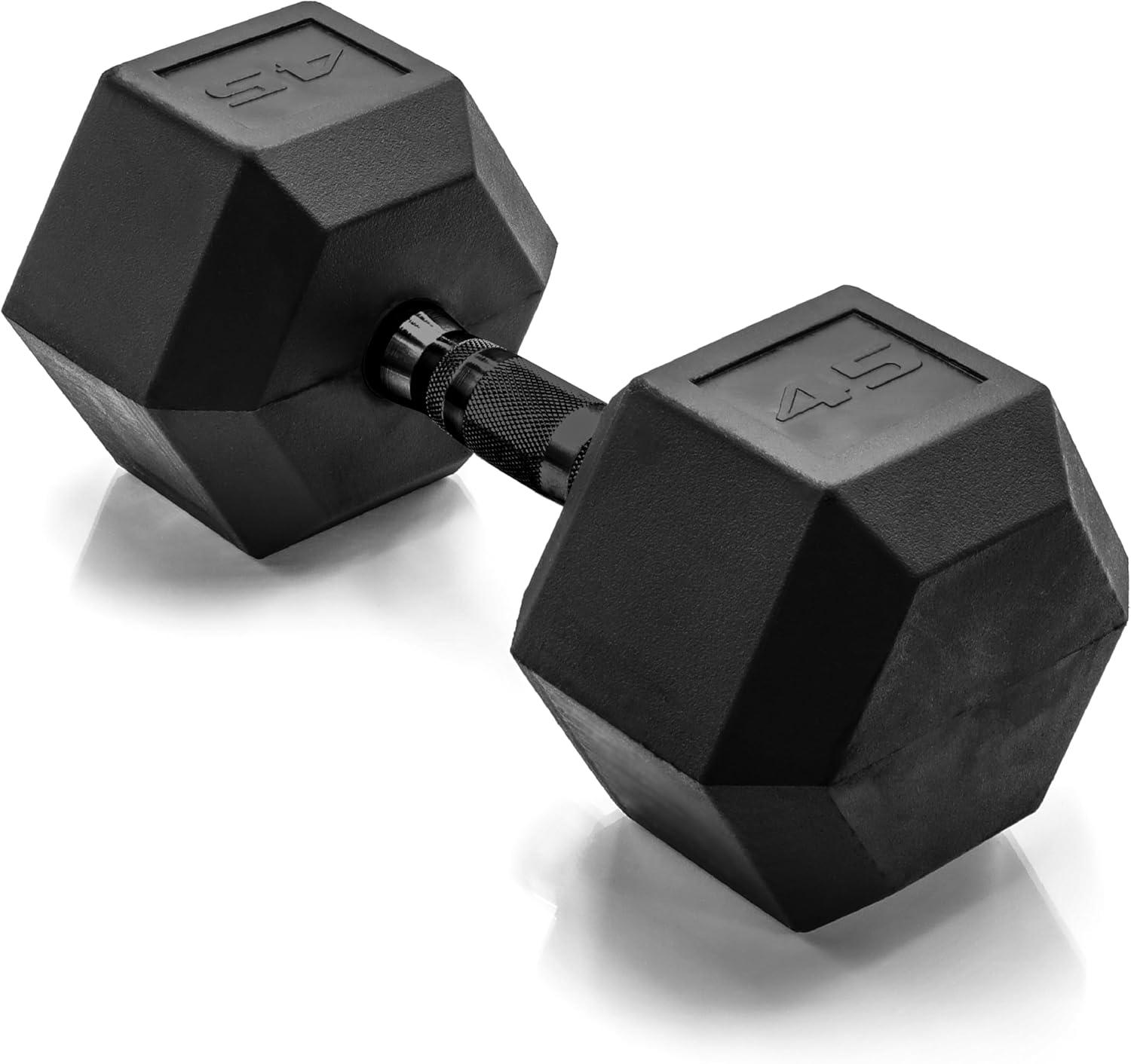 imageCAP Barbell Coated Hex Dumbbell Weight  Multiple OptionsBlack Handle