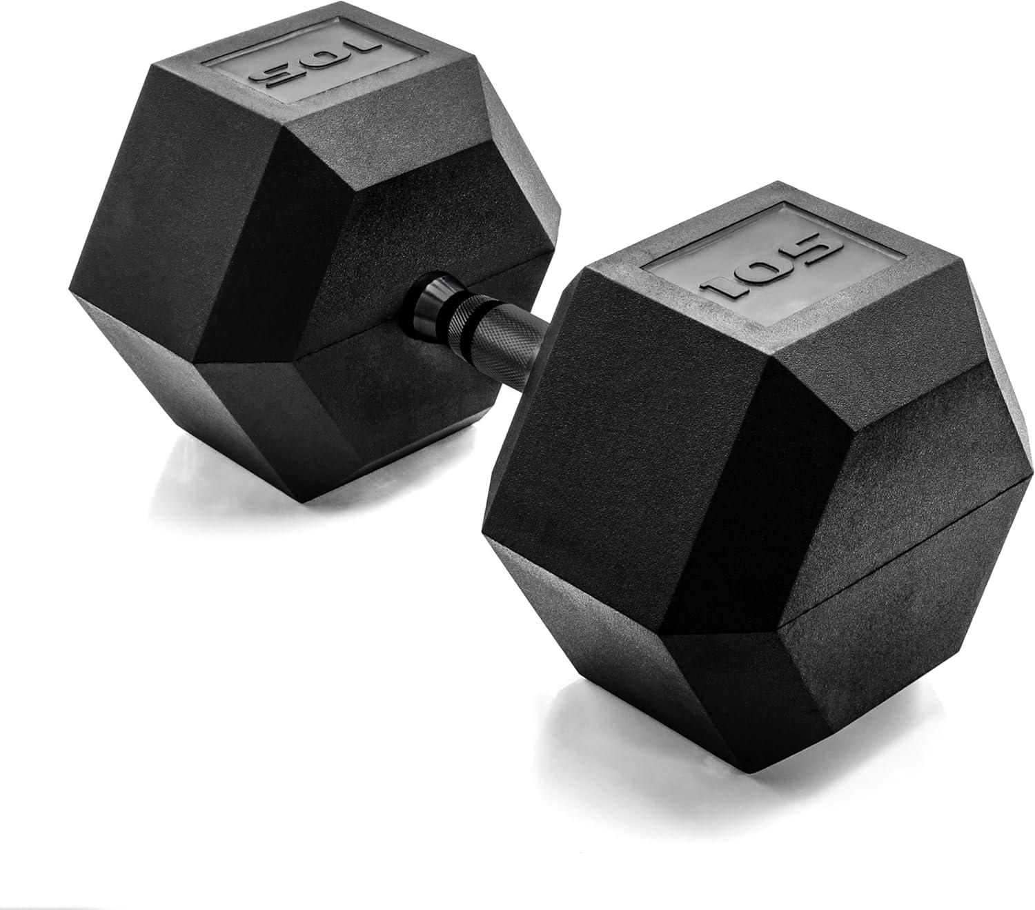 imageCAP Barbell Coated Hex Dumbbell Weight  Multiple OptionsBlack Handle