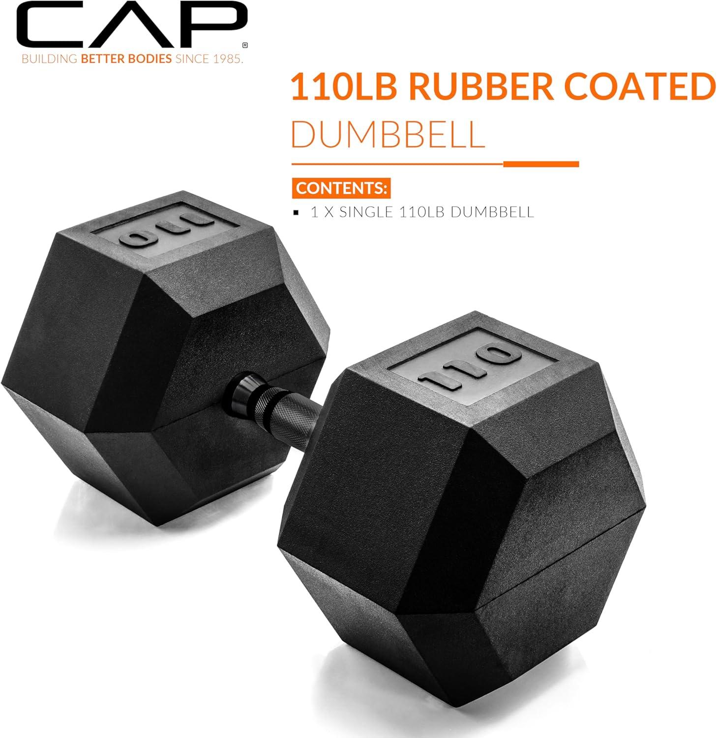 imageCAP Barbell Coated Hex Dumbbell Weight  Multiple OptionsBlack Handle