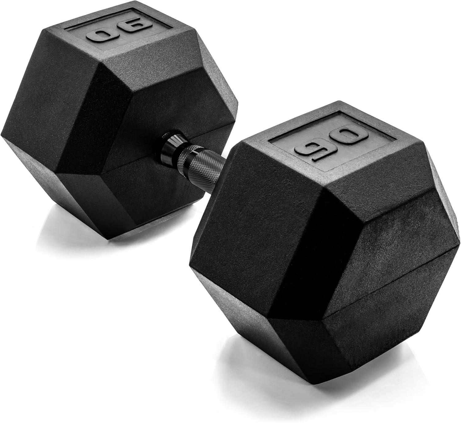 imageCAP Barbell Coated Hex Dumbbell Weight  Multiple OptionsBlack Handle