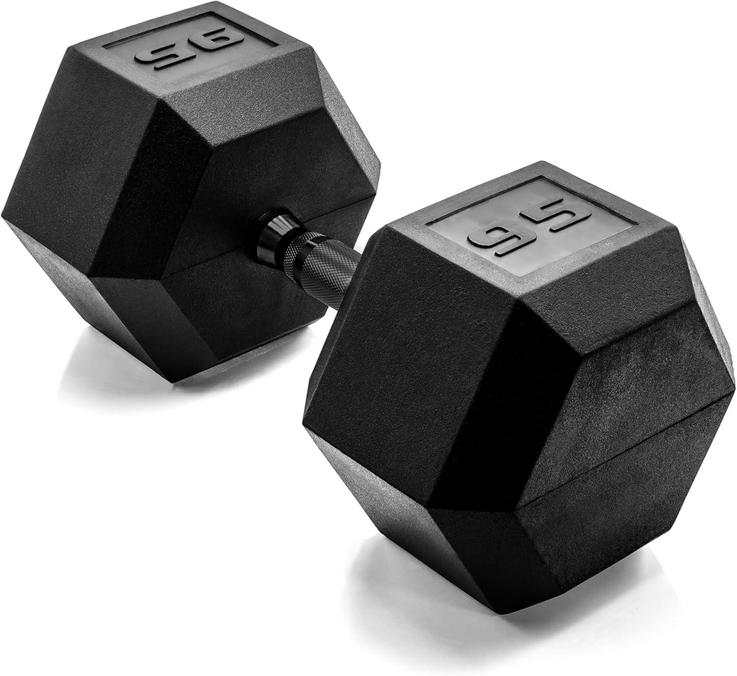 imageCAP Barbell Coated Hex Dumbbell Weight  Multiple OptionsBlack Handle