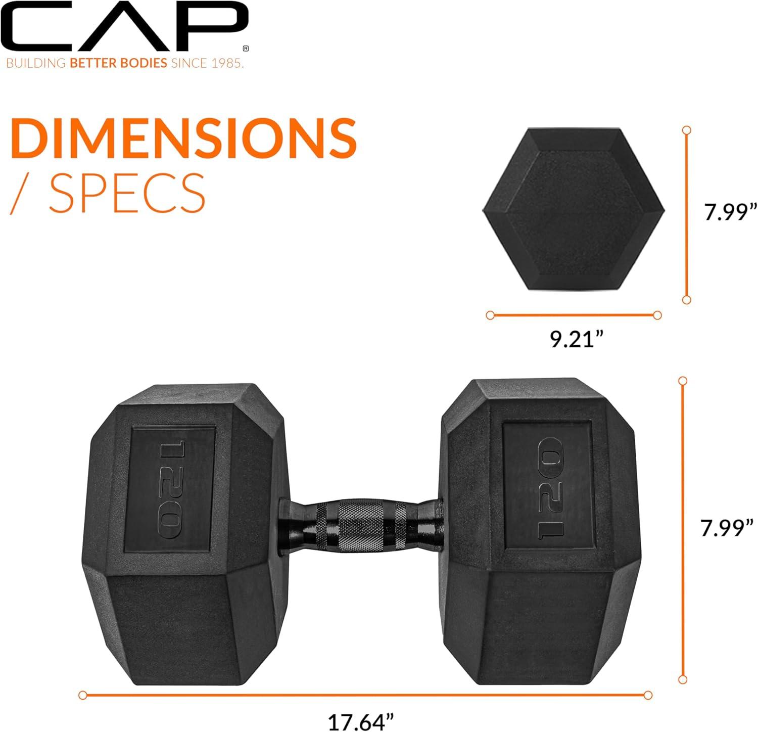 imageCAP Barbell Coated Hex Dumbbell Weight  Multiple OptionsBlack Handle
