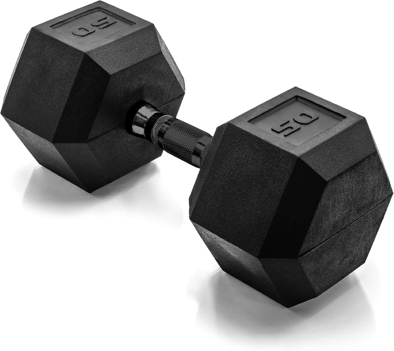 imageCAP Barbell Coated Hex Dumbbell Weight  Multiple OptionsBlack Handle