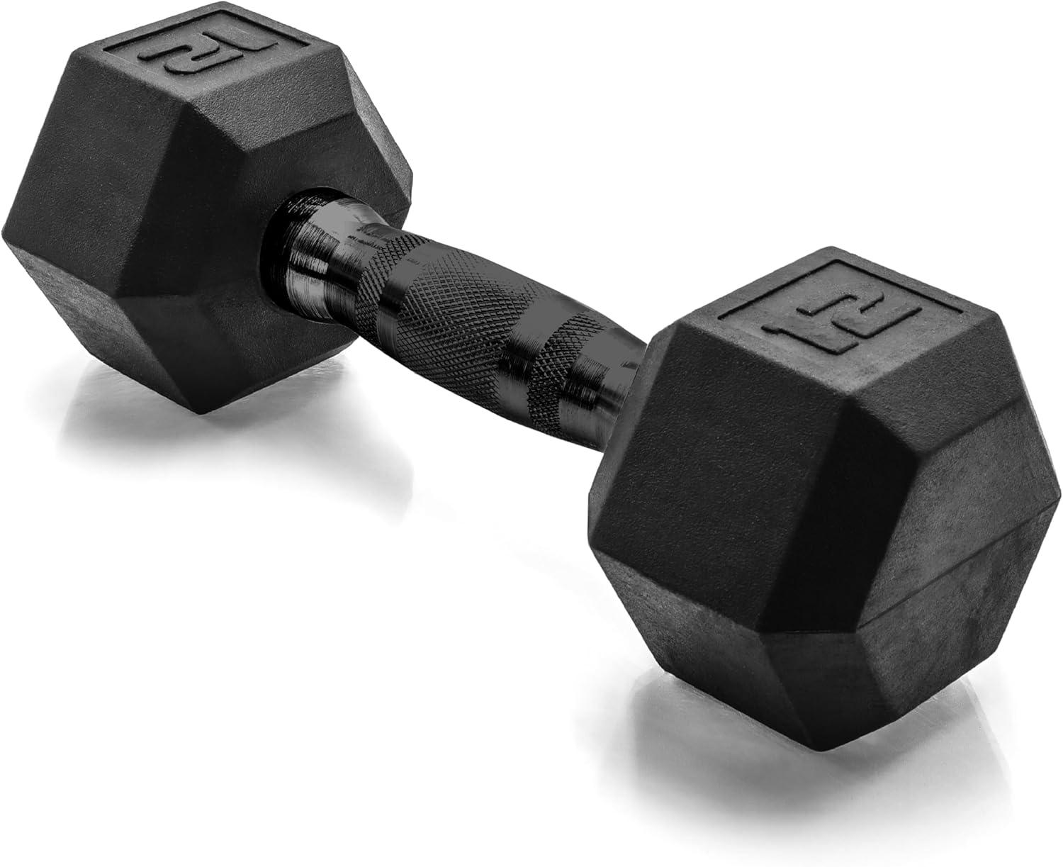 imageCAP Barbell Coated Hex Dumbbell Weight  Multiple OptionsBlack Handle