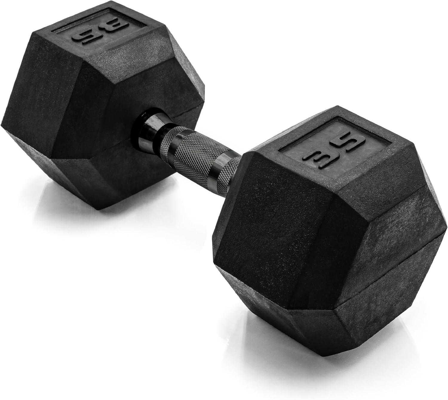 imageCAP Barbell Coated Hex Dumbbell Weight  Multiple OptionsBlack Handle