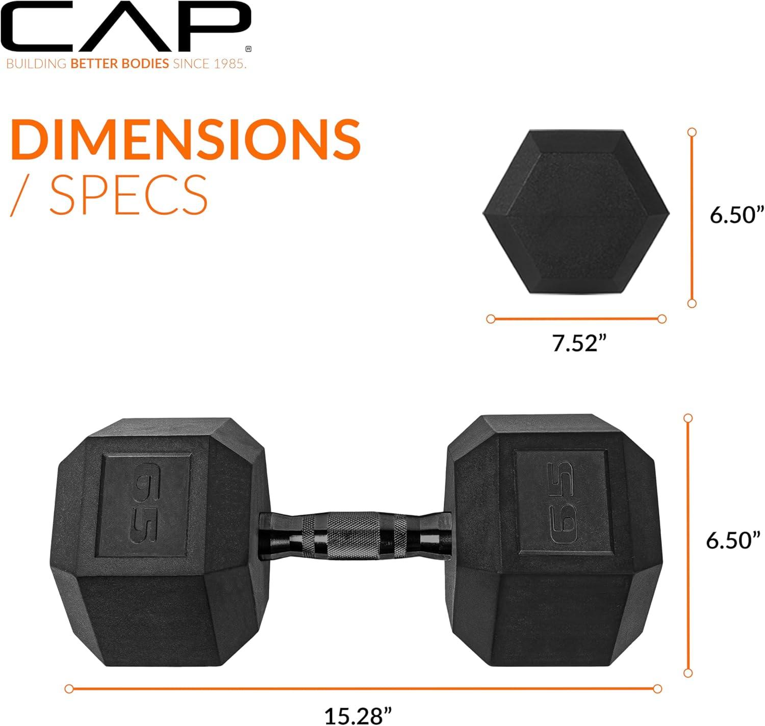 imageCAP Barbell Coated Hex Dumbbell Weight  Multiple OptionsBlack Handle