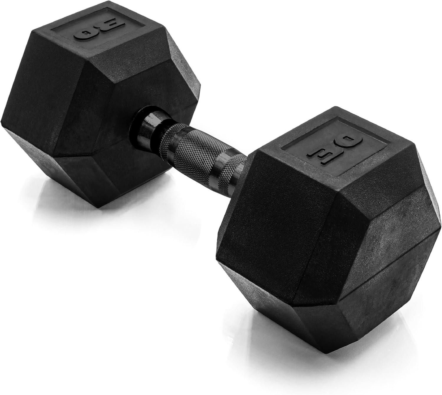 imageCAP Barbell Coated Hex Dumbbell Weight  Multiple OptionsBlack Handle