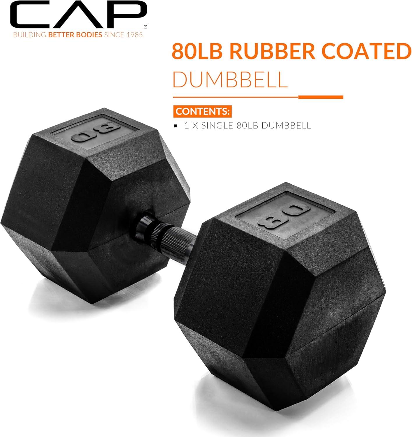 imageCAP Barbell Coated Hex Dumbbell Weight  Multiple OptionsBlack Handle