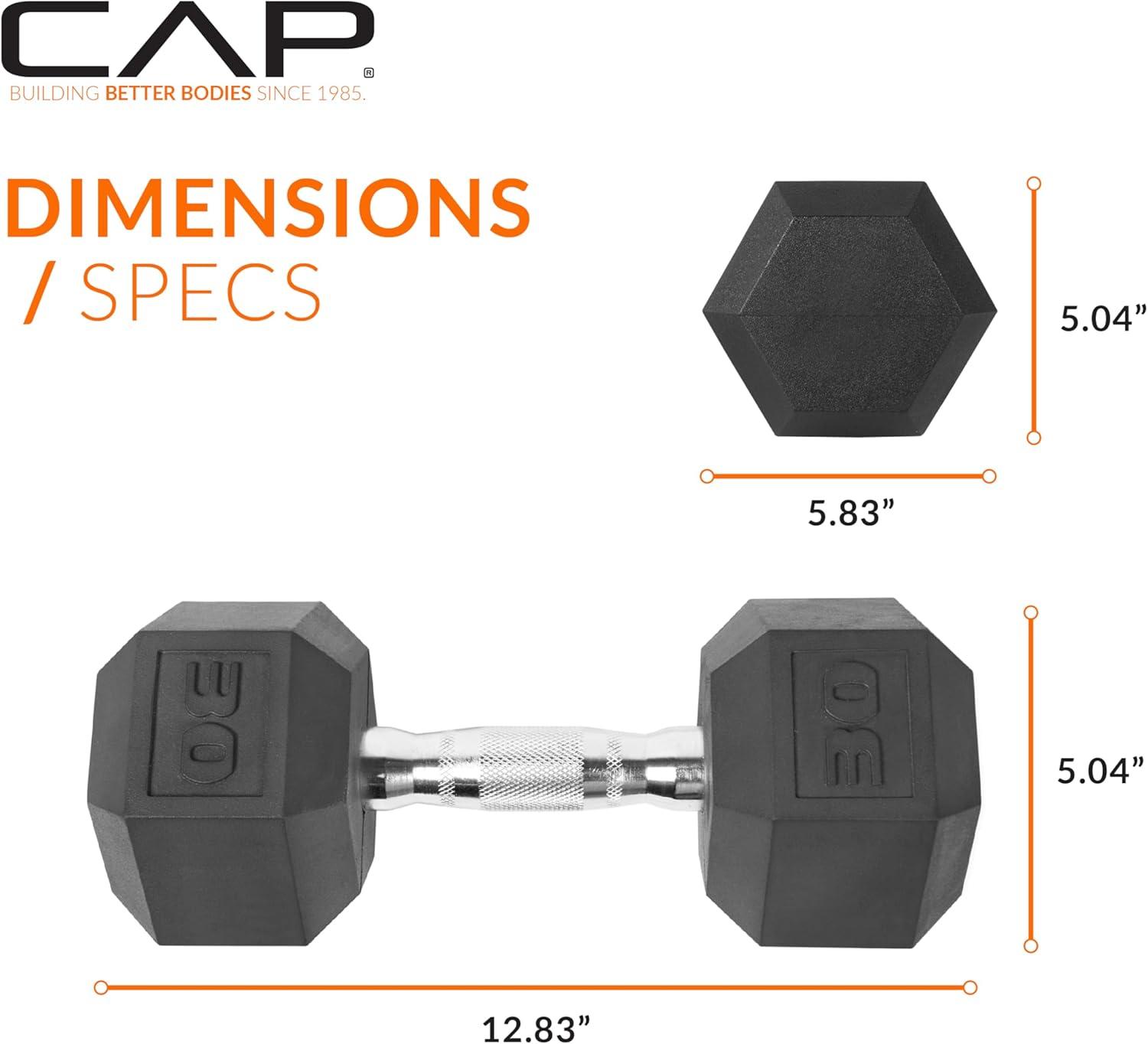 imageCAP Barbell Coated Hex Dumbbell Weight  Multiple OptionsChrome Handle