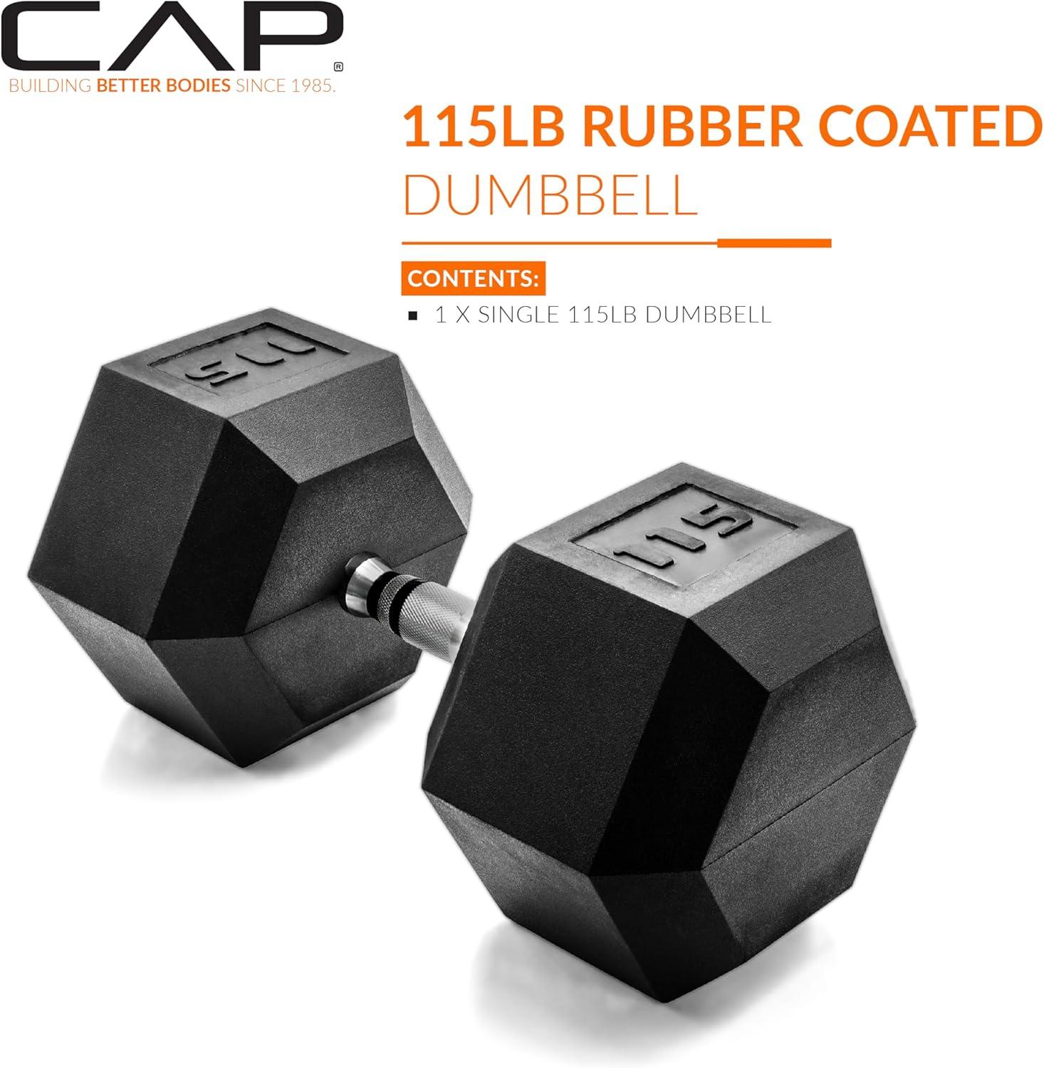 imageCAP Barbell Coated Hex Dumbbell Weight  Multiple OptionsChrome Handle