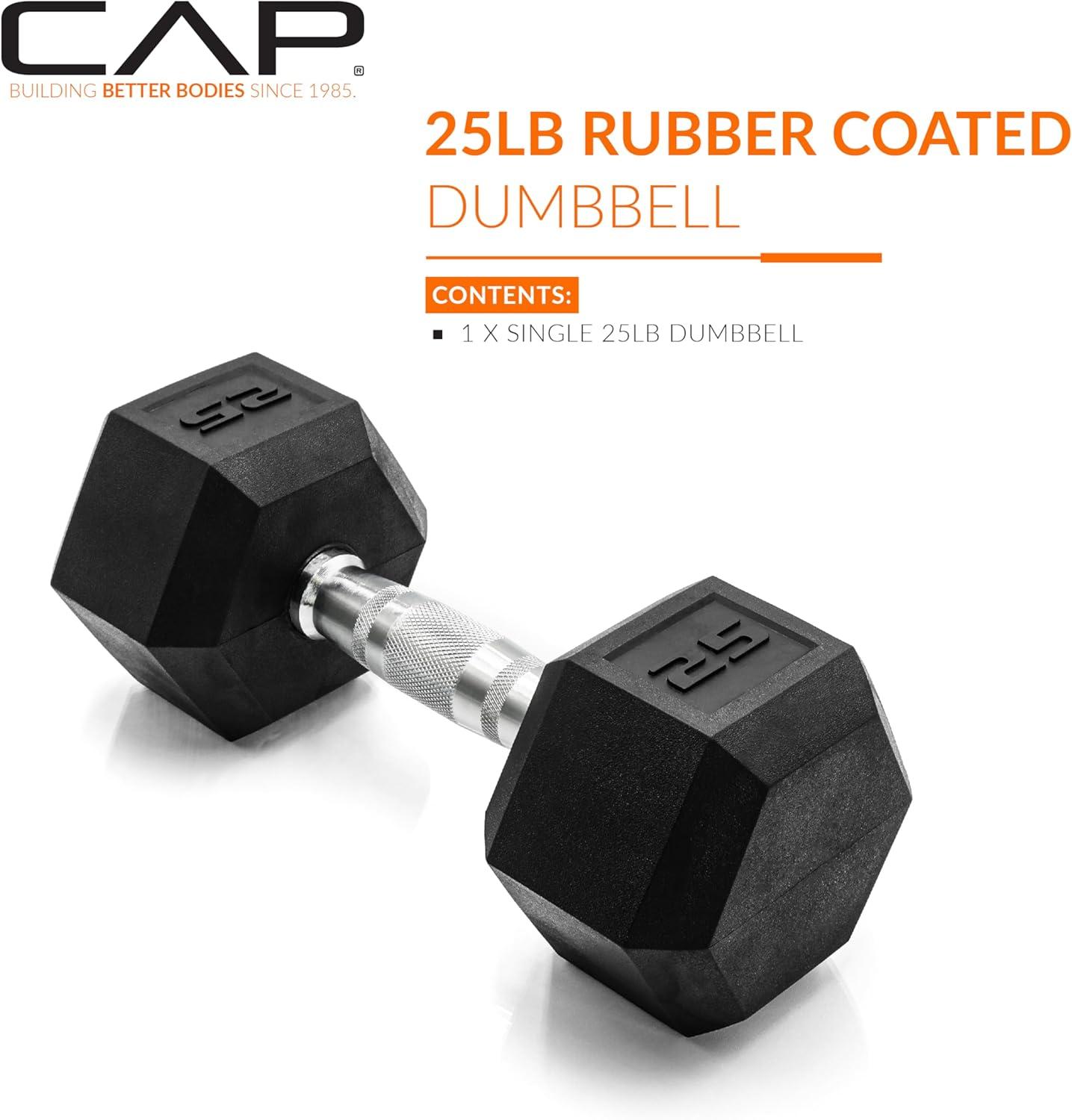 imageCAP Barbell Coated Hex Dumbbell Weight  Multiple OptionsChrome Handle