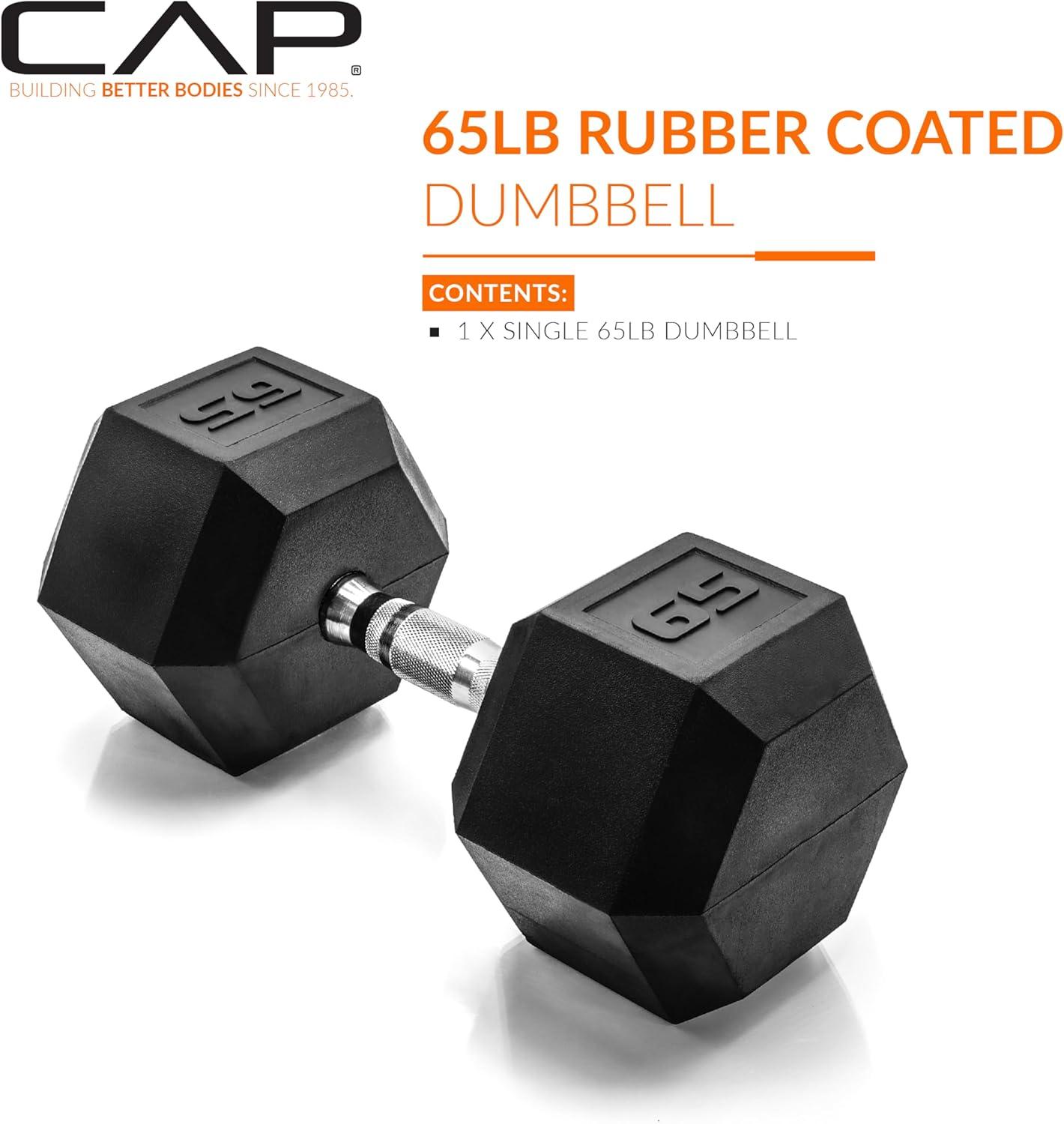 imageCAP Barbell Coated Hex Dumbbell Weight  Multiple OptionsChrome Handle