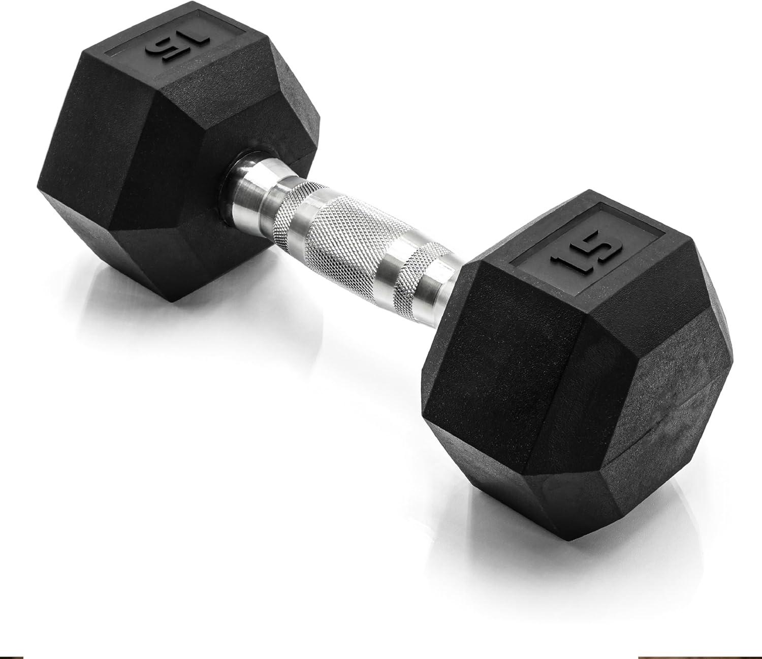 imageCAP Barbell Coated Hex Dumbbell Weight  Multiple OptionsChrome Handle