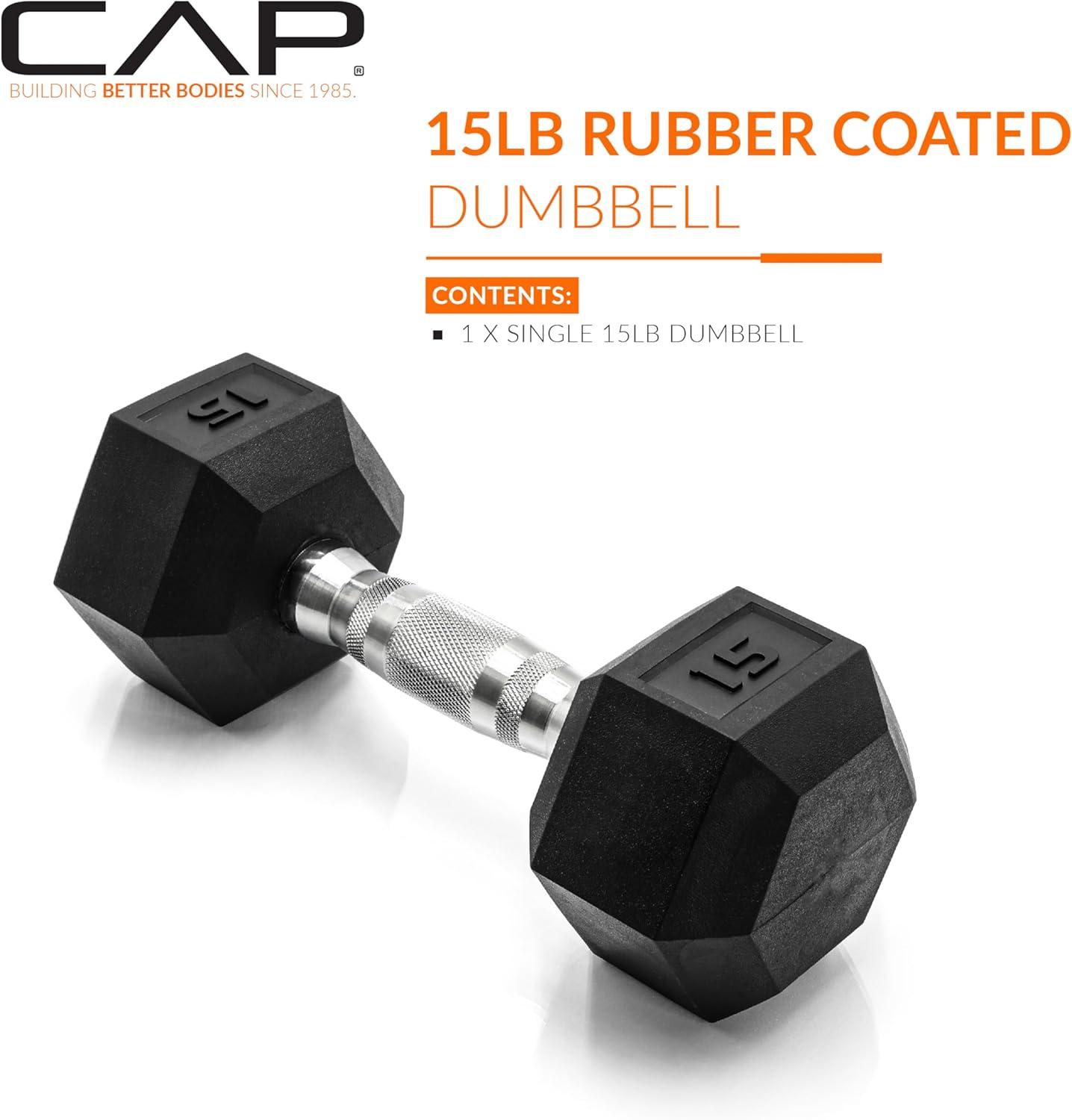 imageCAP Barbell Coated Hex Dumbbell Weight  Multiple OptionsChrome Handle