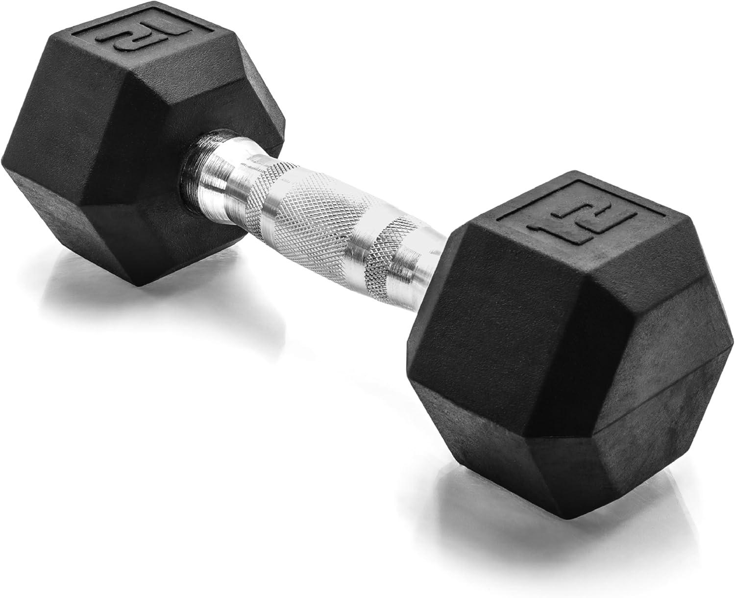 imageCAP Barbell Coated Hex Dumbbell Weight  Multiple OptionsChrome Handle