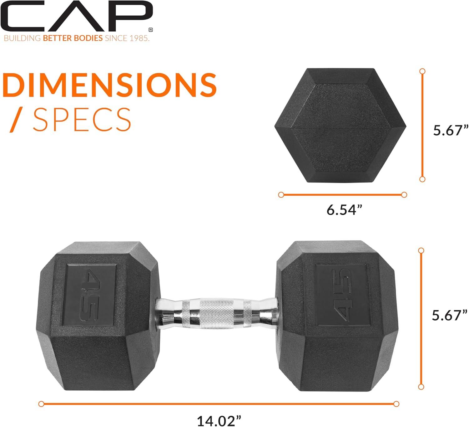 imageCAP Barbell Coated Hex Dumbbell Weight  Multiple OptionsChrome Handle
