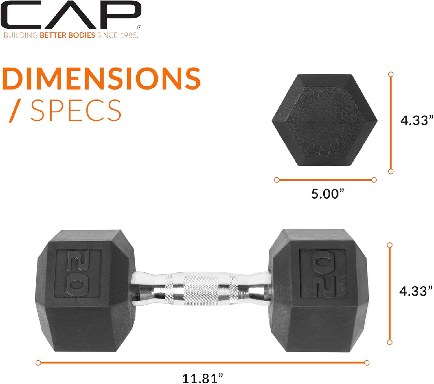 imageCAP Barbell Coated Hex Dumbbell Weight  Multiple OptionsChrome Handle