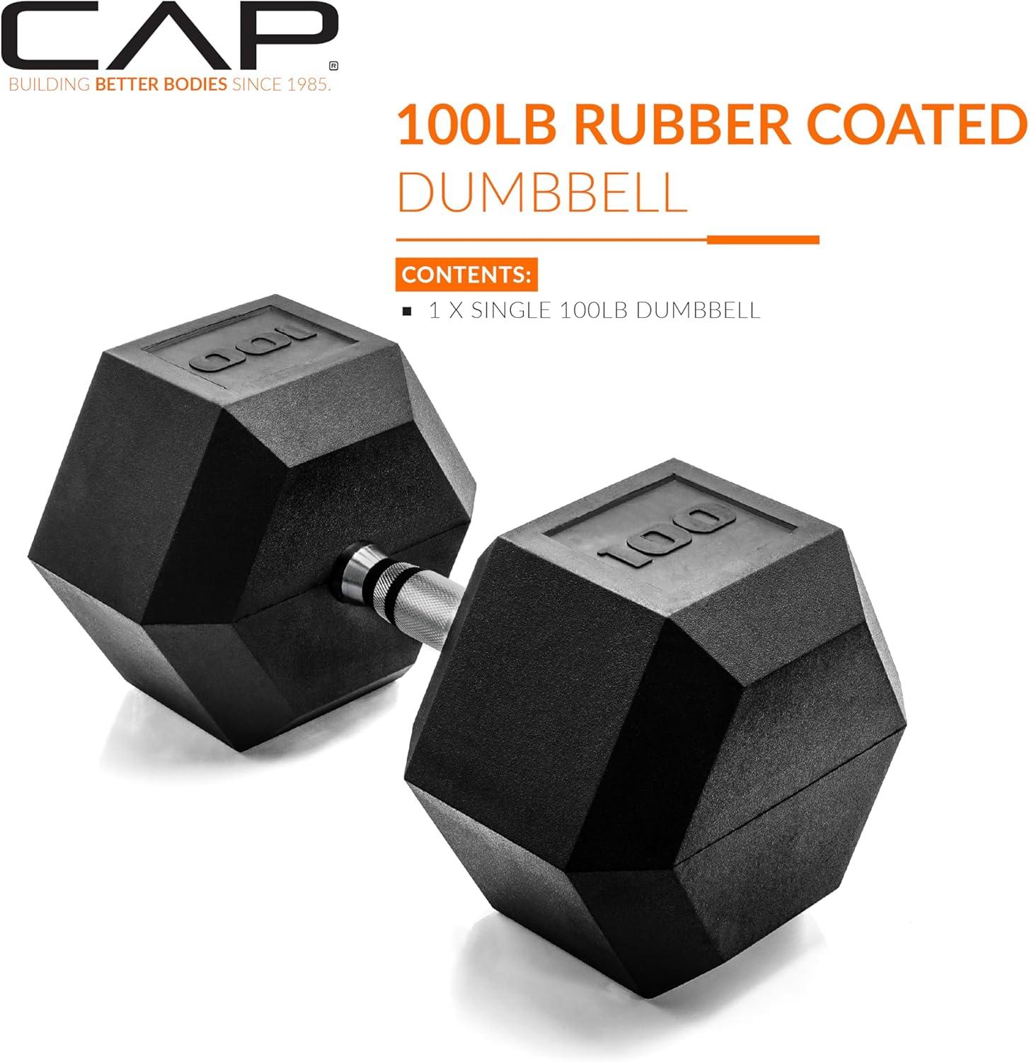 imageCAP Barbell Coated Hex Dumbbell Weight  Multiple OptionsChrome Handle