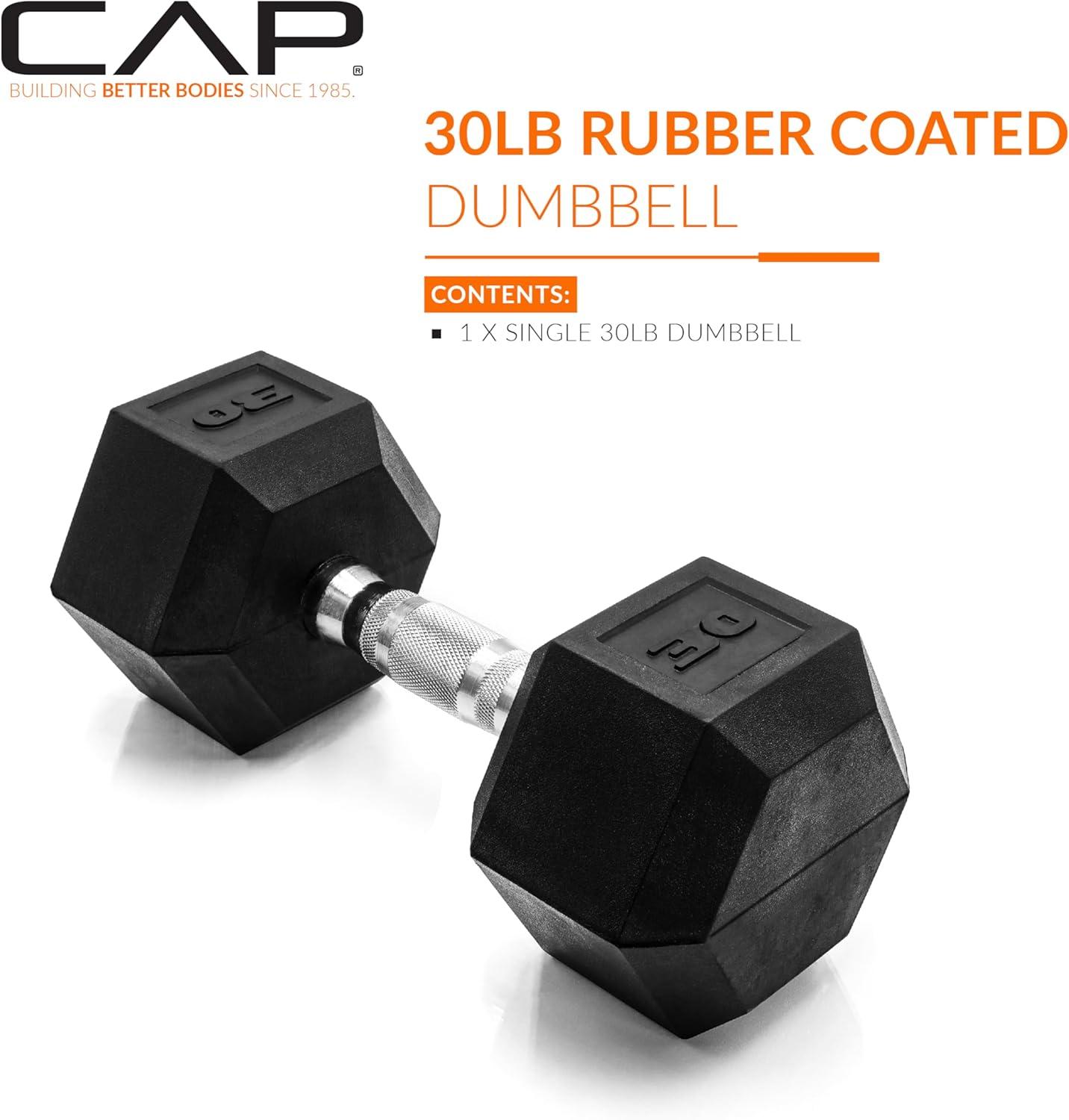 imageCAP Barbell Coated Hex Dumbbell Weight  Multiple OptionsChrome Handle