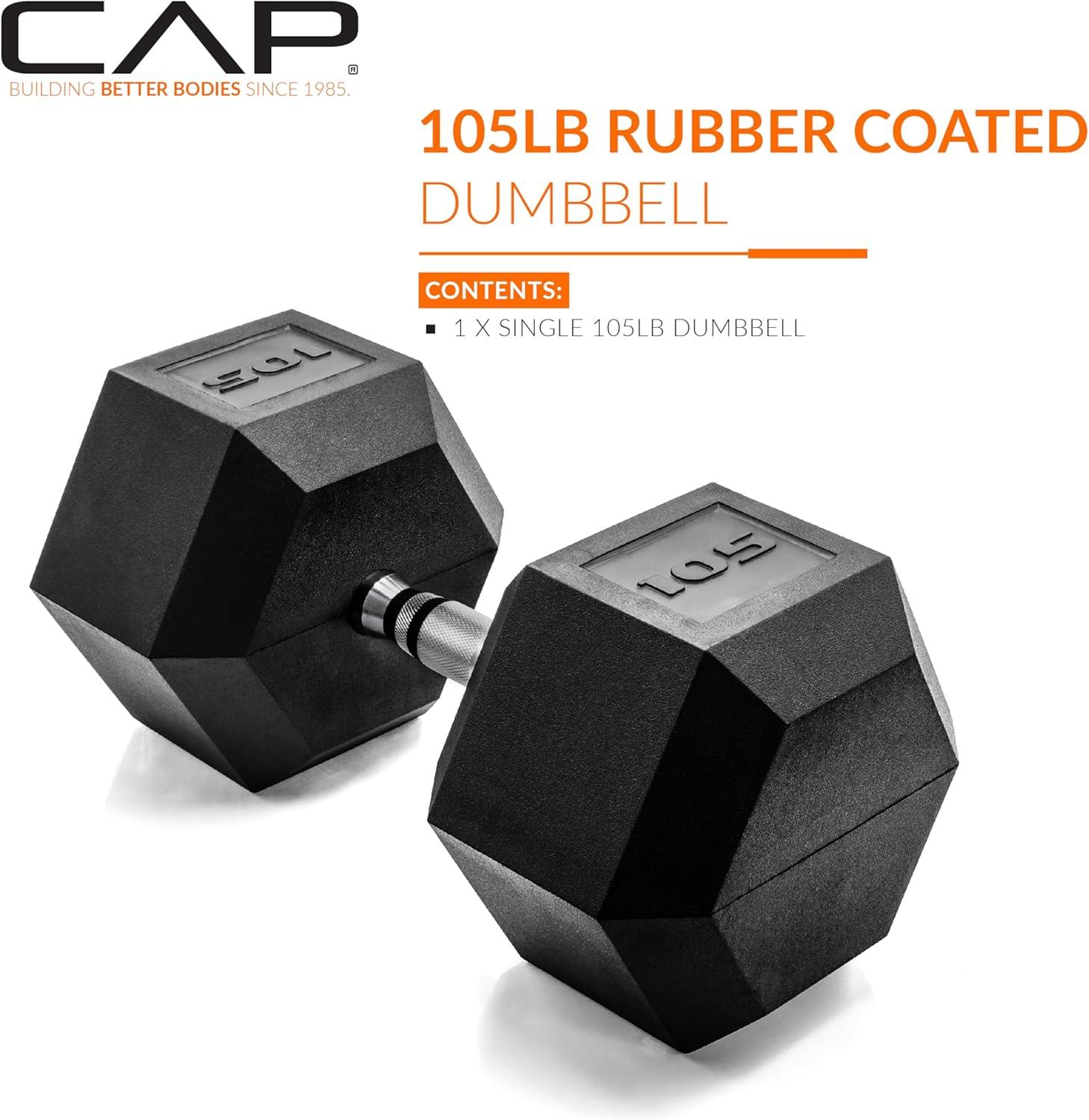 imageCAP Barbell Coated Hex Dumbbell Weight  Multiple OptionsChrome Handle