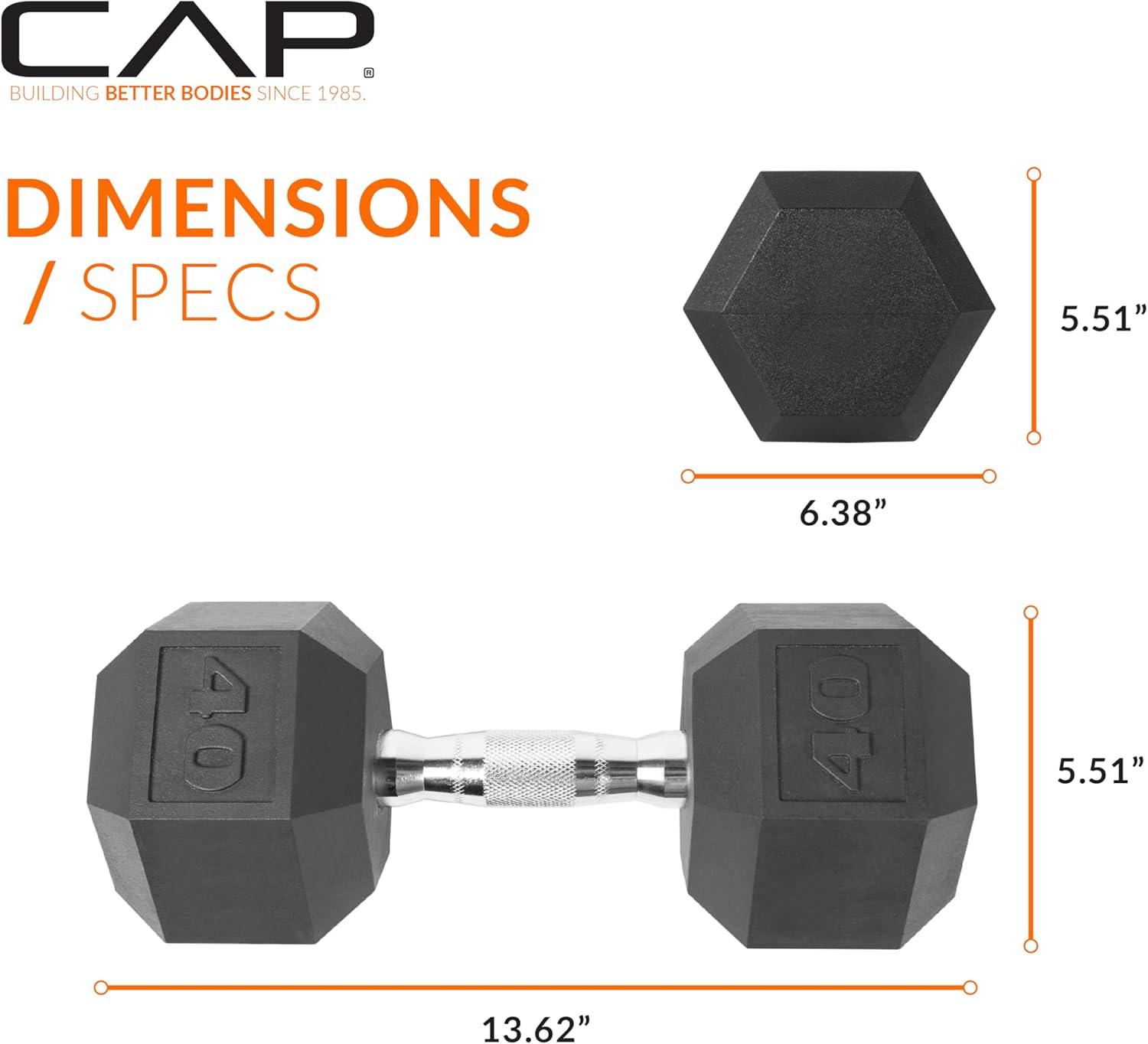imageCAP Barbell Coated Hex Dumbbell Weight  Multiple OptionsChrome Handle