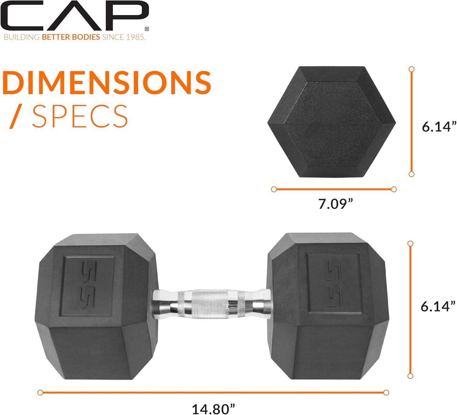 imageCAP Barbell Coated Hex Dumbbell Weight  Multiple OptionsChrome Handle