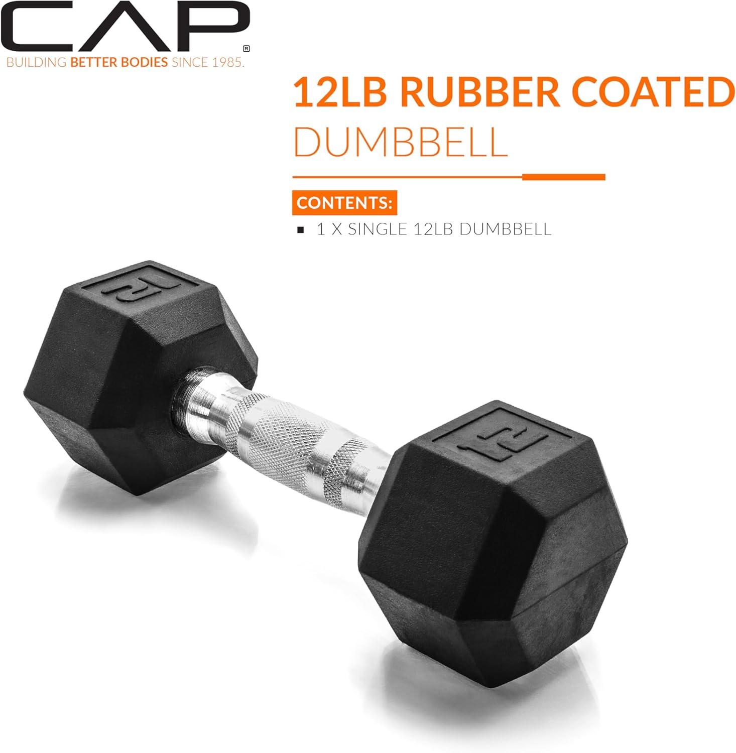 imageCAP Barbell Coated Hex Dumbbell Weight  Multiple OptionsChrome Handle