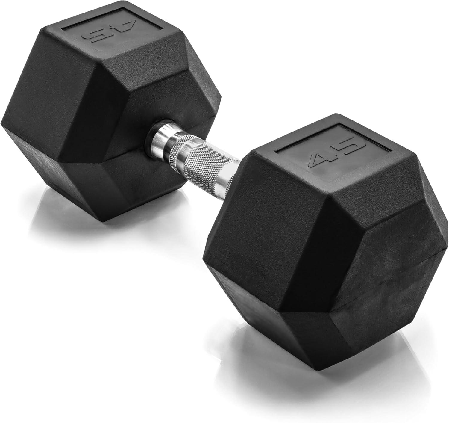 imageCAP Barbell Coated Hex Dumbbell Weight  Multiple OptionsChrome Handle