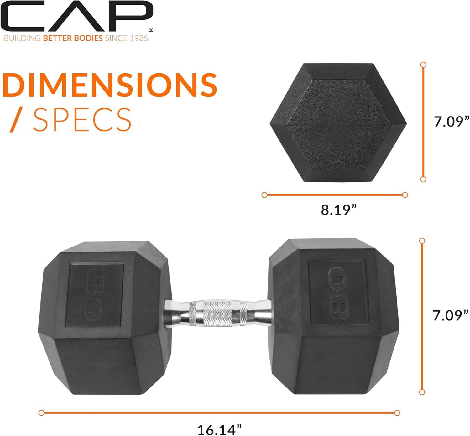 imageCAP Barbell Coated Hex Dumbbell Weight  Multiple OptionsChrome Handle