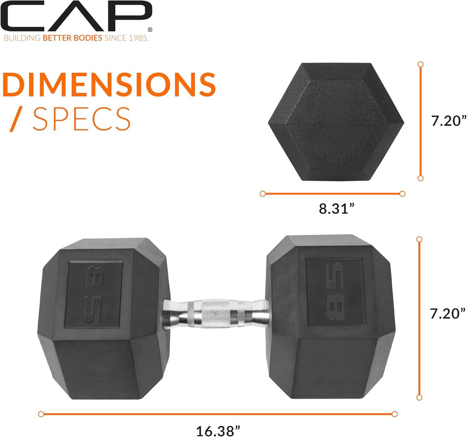 imageCAP Barbell Coated Hex Dumbbell Weight  Multiple OptionsChrome Handle