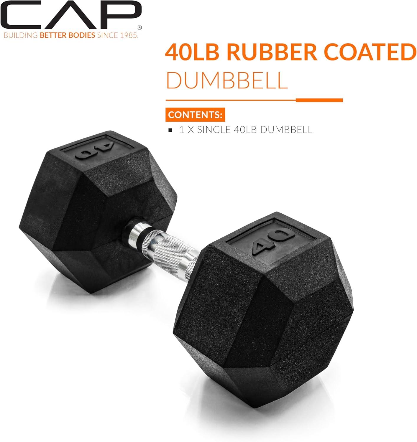 imageCAP Barbell Coated Hex Dumbbell Weight  Multiple OptionsChrome Handle
