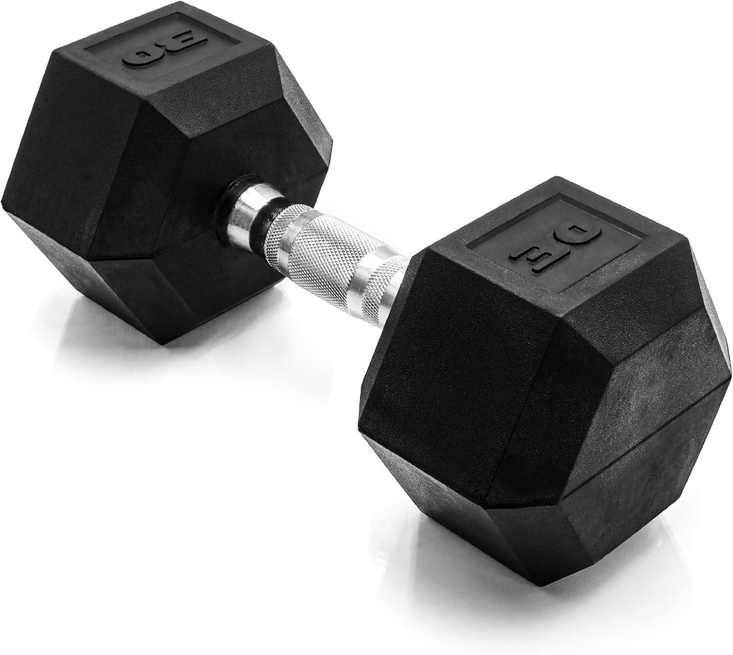 imageCAP Barbell Coated Hex Dumbbell Weight  Multiple OptionsChrome Handle