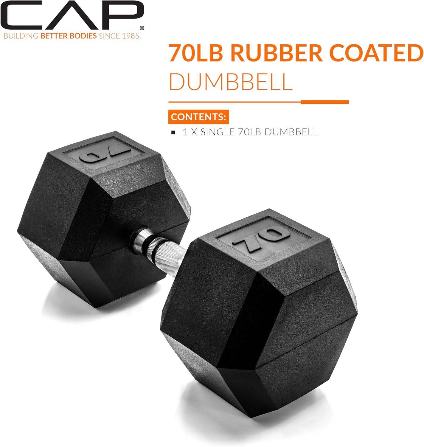 imageCAP Barbell Coated Hex Dumbbell Weight  Multiple OptionsChrome Handle