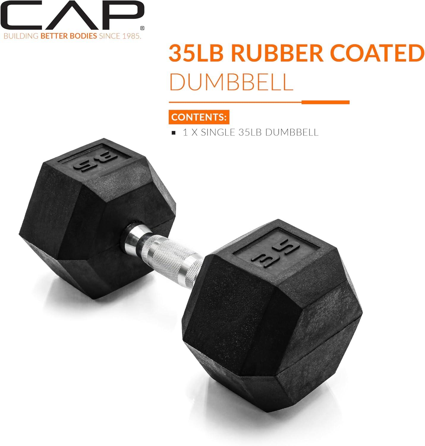 imageCAP Barbell Coated Hex Dumbbell Weight  Multiple OptionsChrome Handle