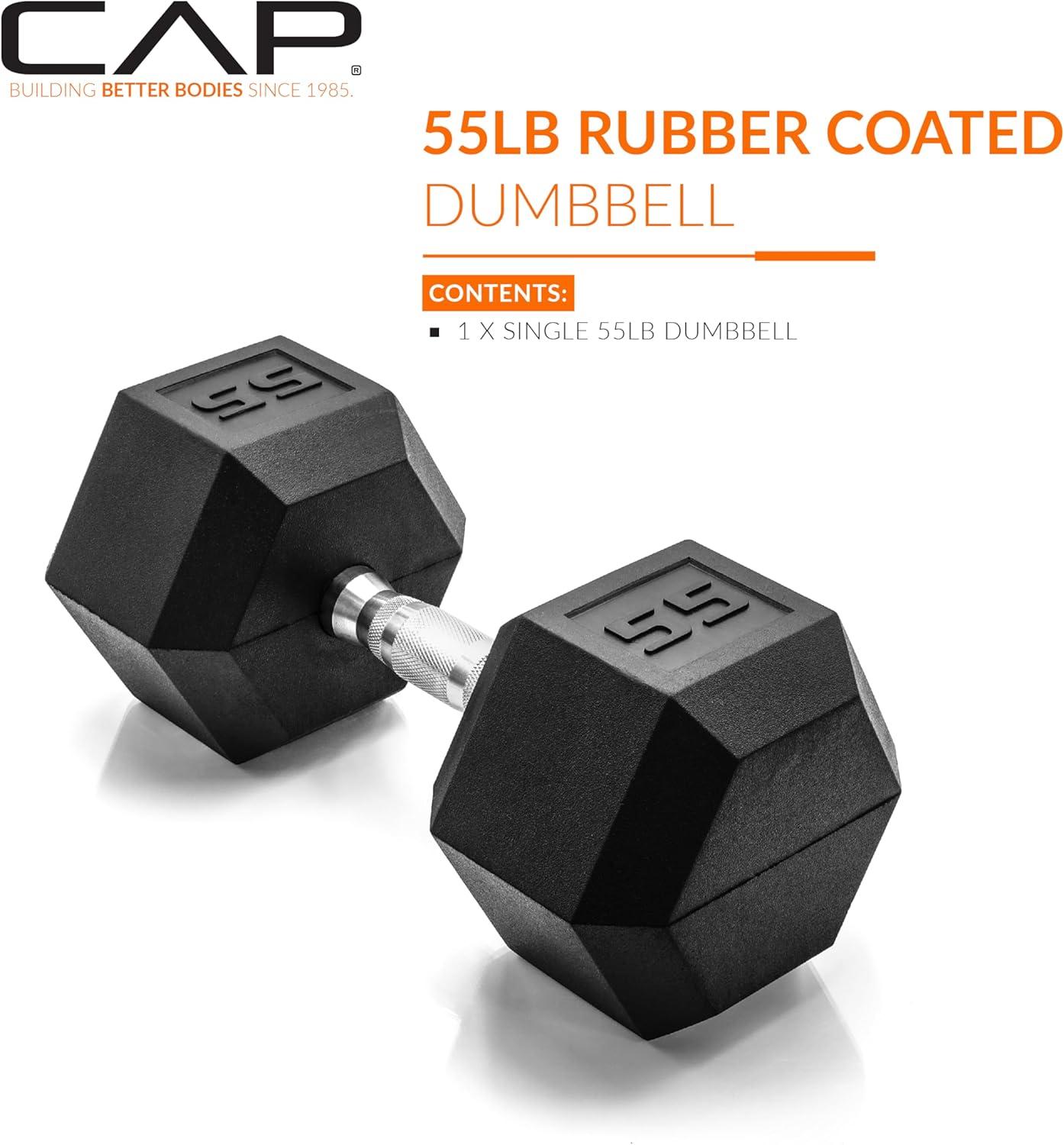 imageCAP Barbell Coated Hex Dumbbell Weight  Multiple OptionsChrome Handle