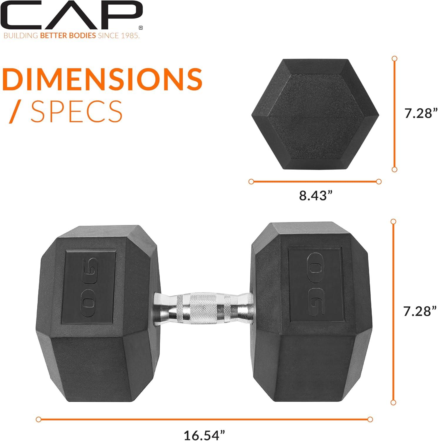imageCAP Barbell Coated Hex Dumbbell Weight  Multiple OptionsChrome Handle
