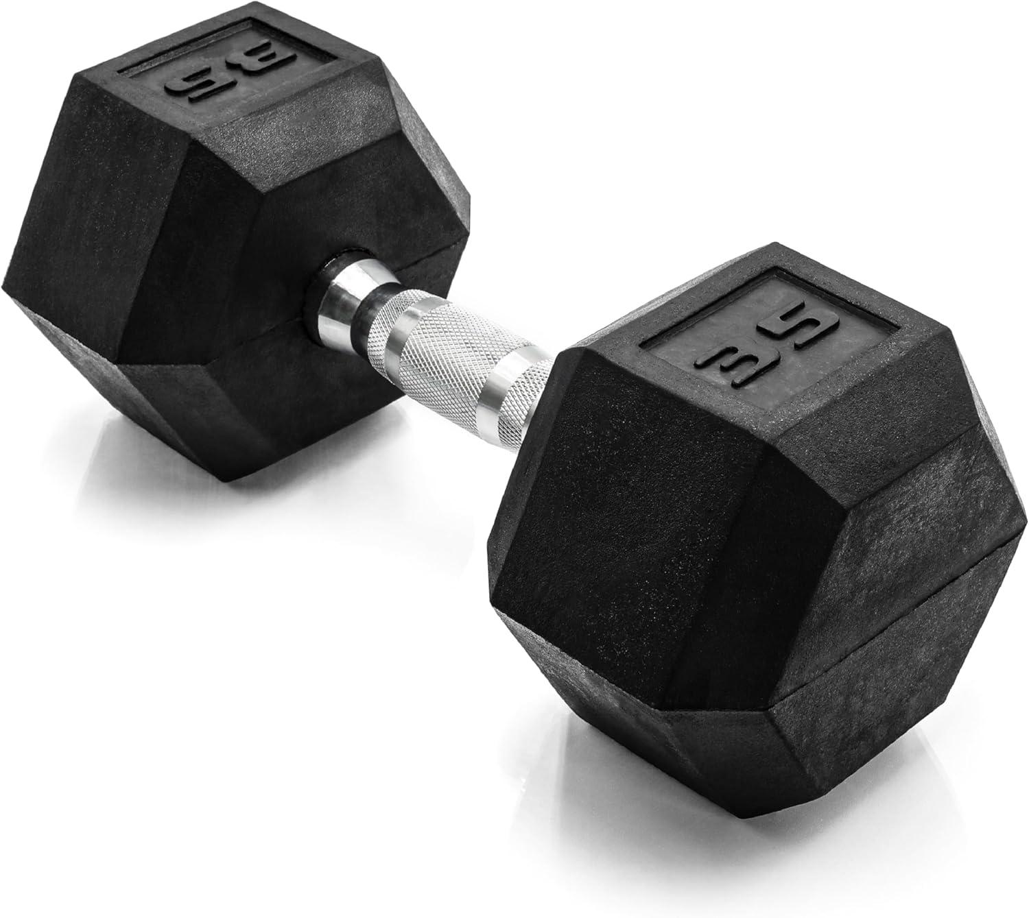 imageCAP Barbell Coated Hex Dumbbell Weight  Multiple OptionsChrome Handle