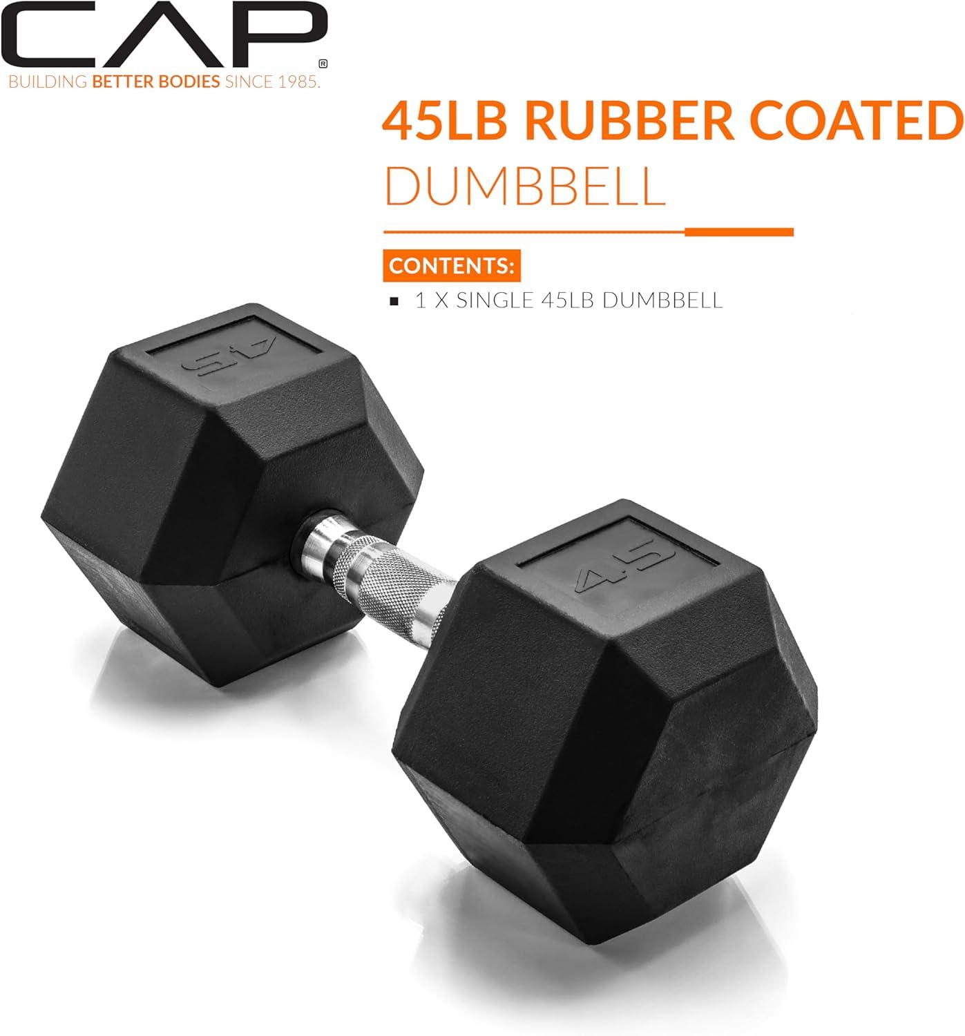imageCAP Barbell Coated Hex Dumbbell Weight  Multiple OptionsChrome Handle
