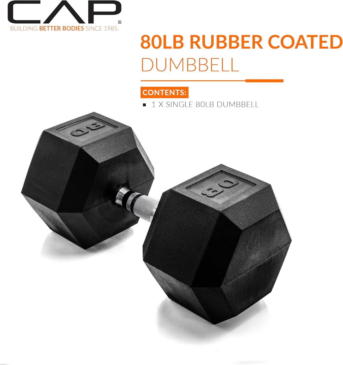 imageCAP Barbell Coated Hex Dumbbell Weight  Multiple OptionsChrome Handle